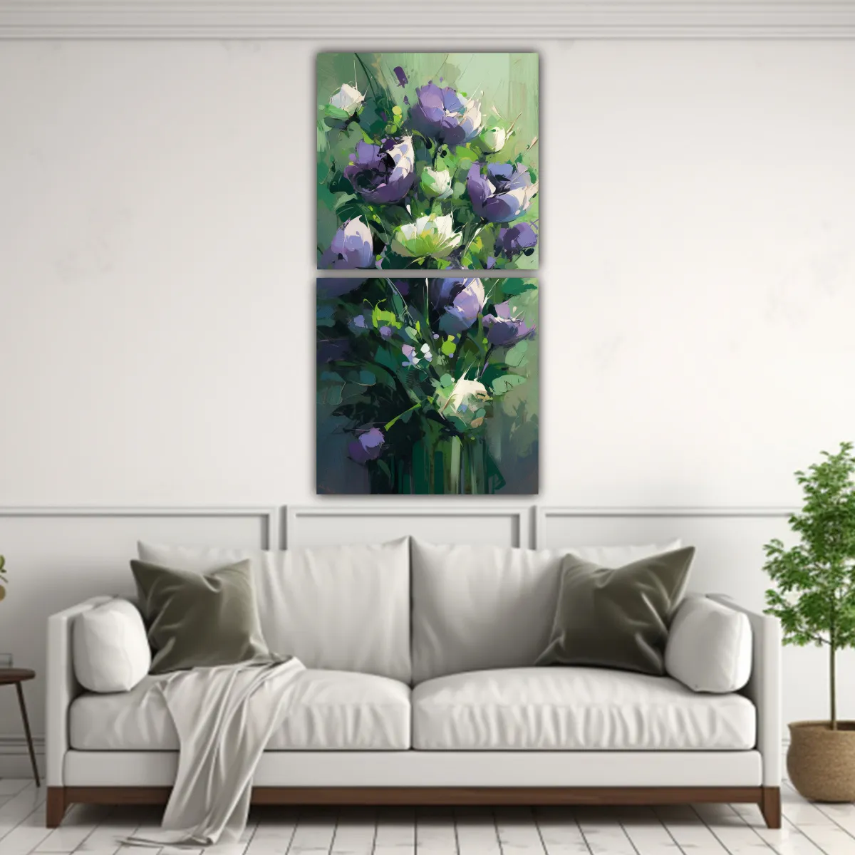 GENERICO - Cuadros Cálidos De Green Y Purple Colors De 20x40 Cm