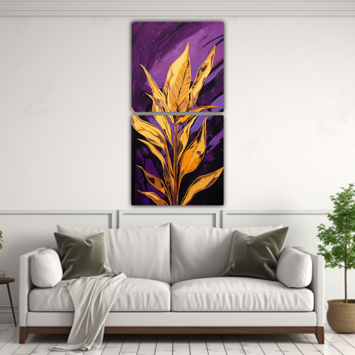 GENERICO - Pinturas Decorativas Con Hojas De Heliconia En 50x100 Cm