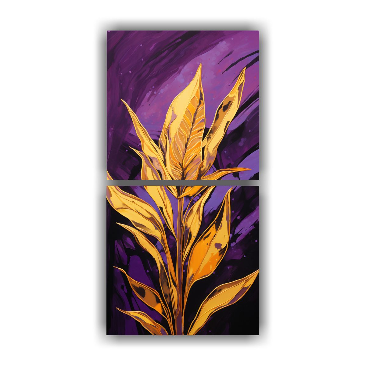 GENERICO - Pinturas Decorativas Con Hojas De Heliconia En 30x60 Cm