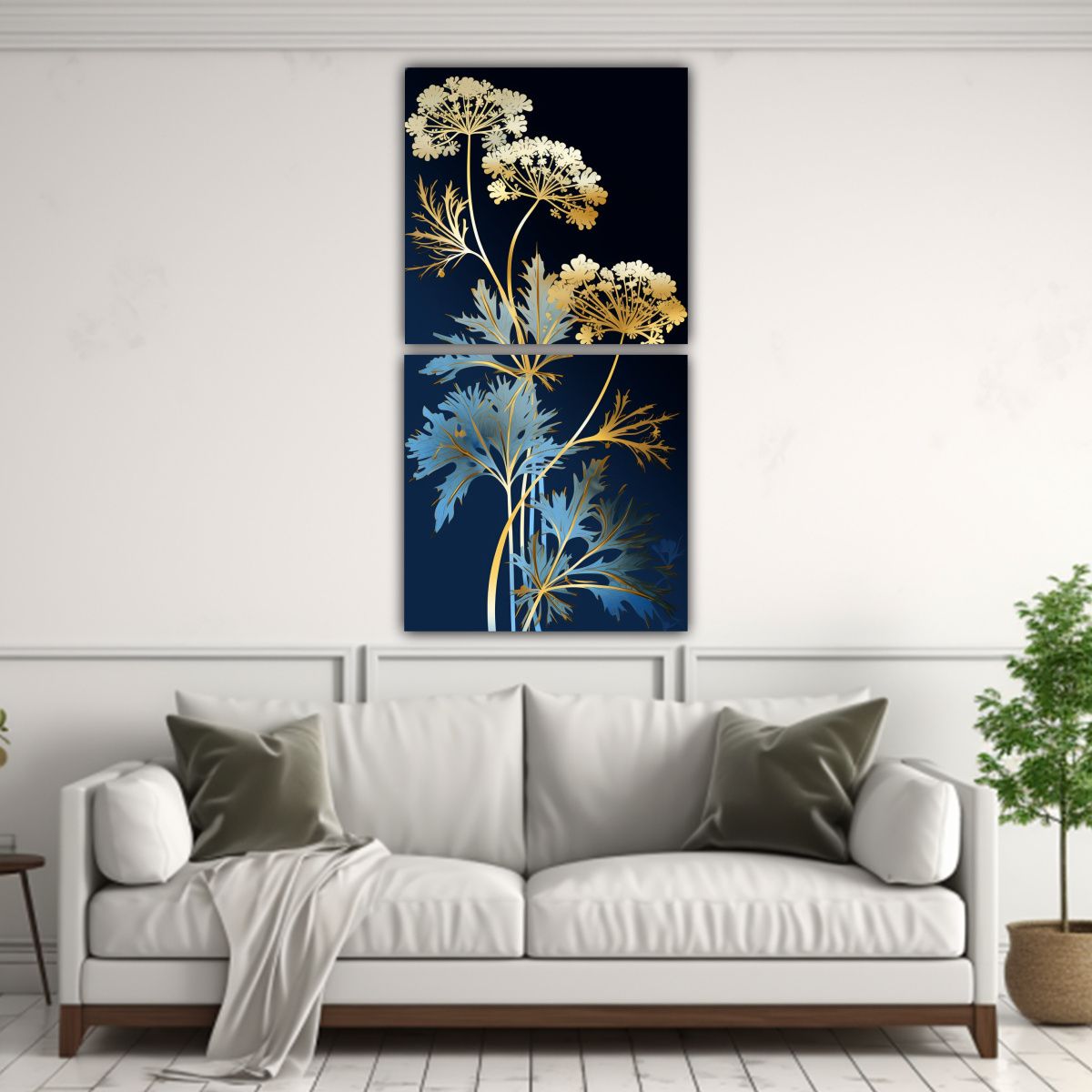 GENERICO - Cuadro Decorativo Simétrico Moderno De Perejil 30x60 Cm