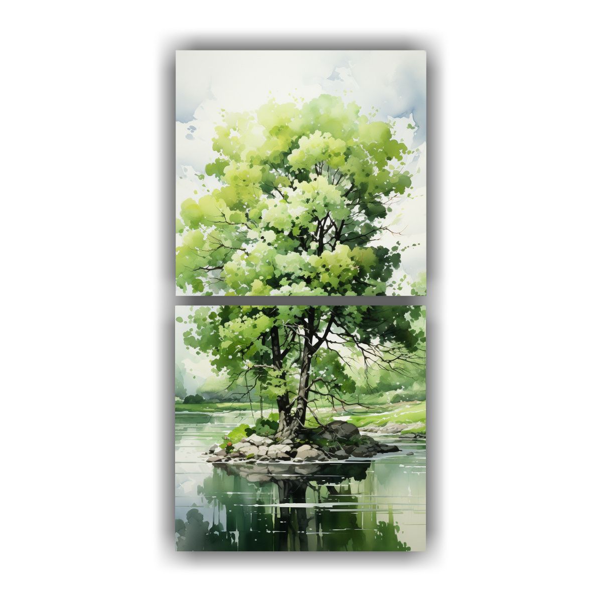 GENERICO - Pintura Abstracta Acuarela árbol De Acebo 50x100 Cm