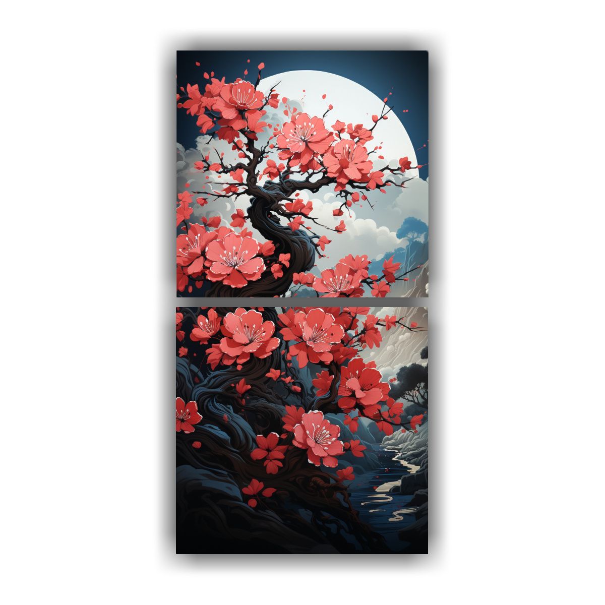 GENERICO - Pinturas Decorativas Lineales Peach Tree En Rojo 50x100 Cm