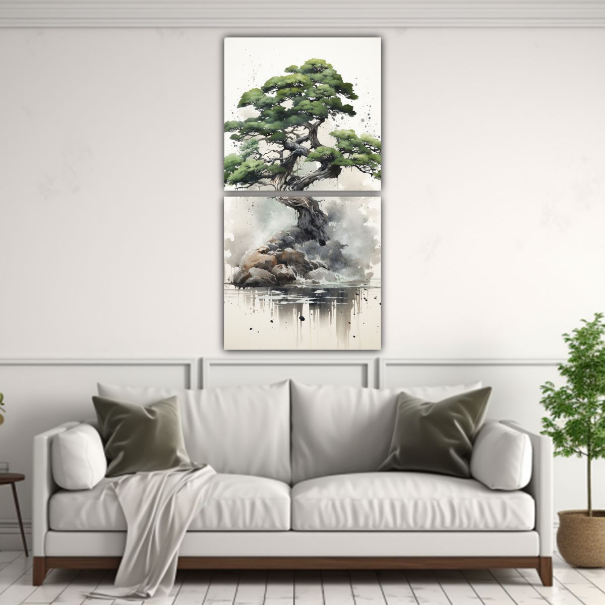 GENERICO - Pintura Acuarela Abstracta Colores Negros árbol 60x120 Cm