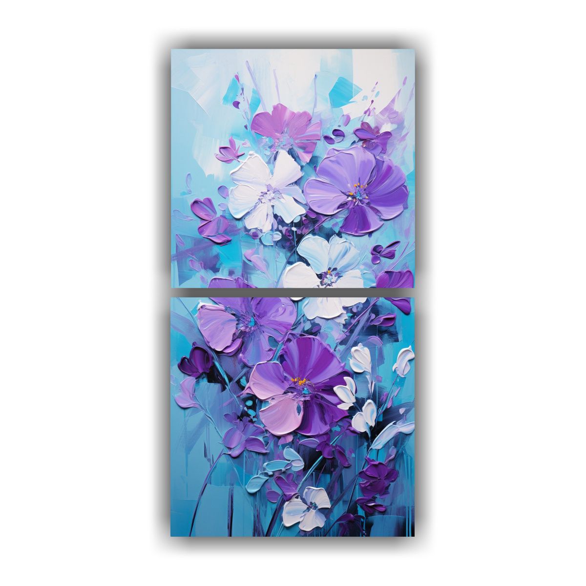 GENERICO - Pintura En Lienzo Vertical De Dos Composiciones 50x100 Cm