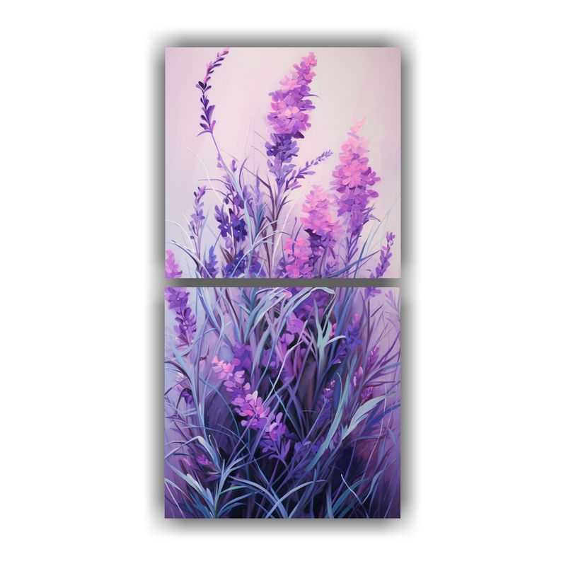 GENERICO - Pintura Abstracta De Hierbas Tono Lavanda En 60x120 Cm