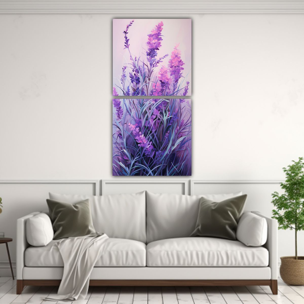 GENERICO - Pintura Abstracta De Hierbas Tono Lavanda En 60x120 Cm