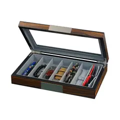 R24 - Caja Para Correas De Reloj 7 Espacios Madera Ebano