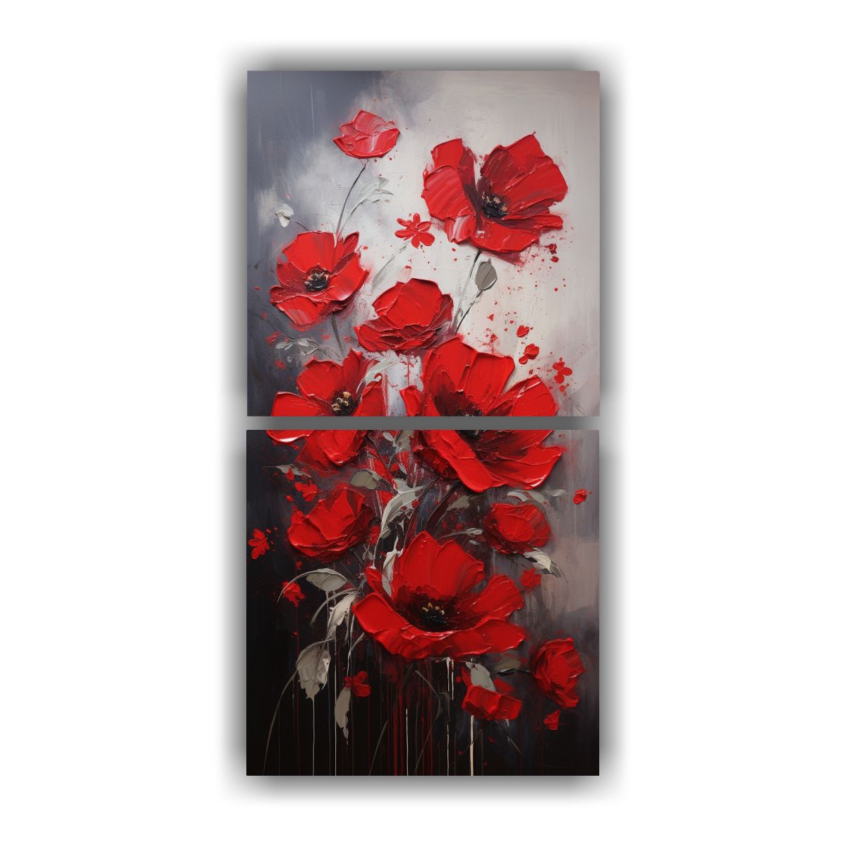 GENERICO - Cuadro De Flores Vanguardia Visual Rojo Y Negro 40x80 Cm
