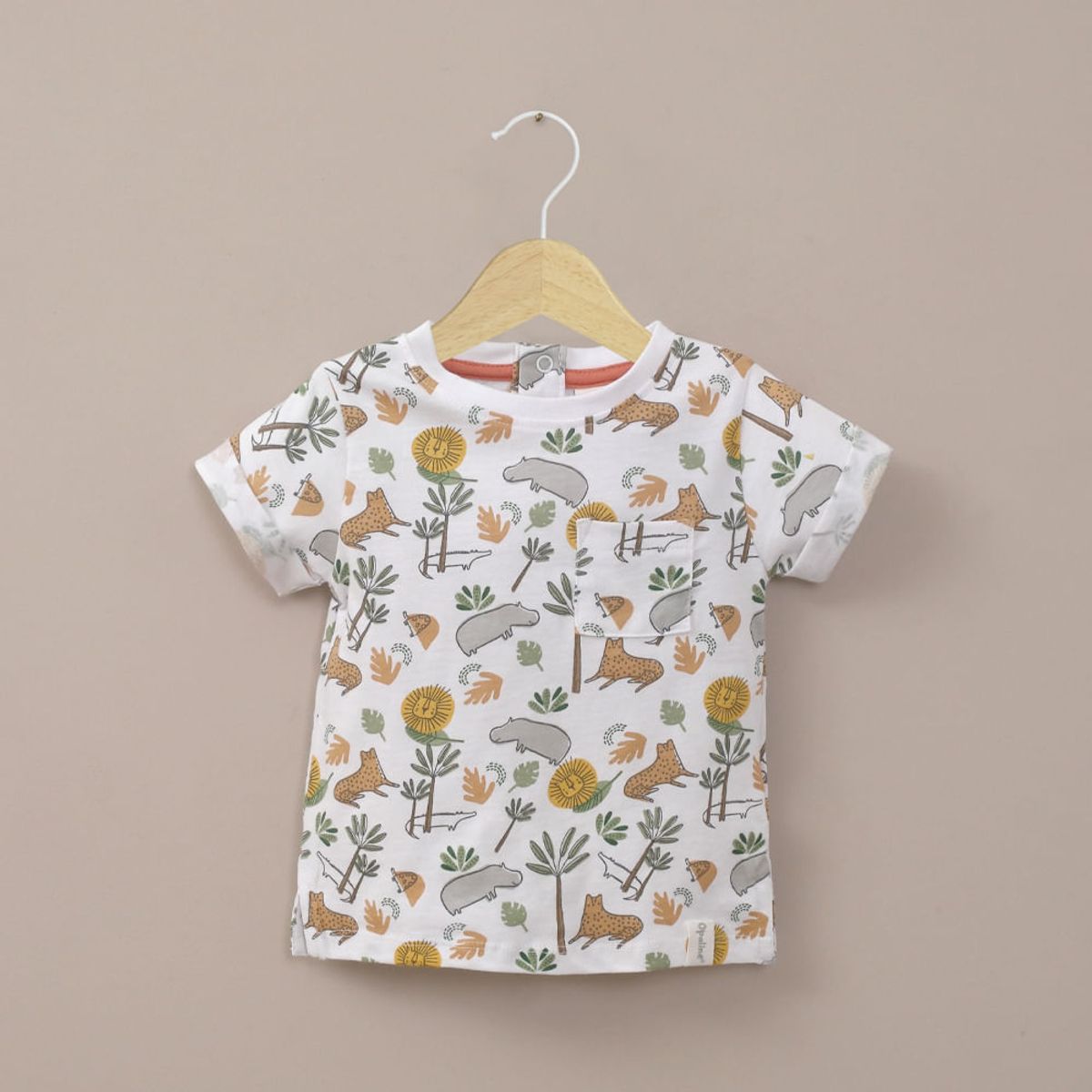 OPALINE - Polera manga corta blanca animales de niño