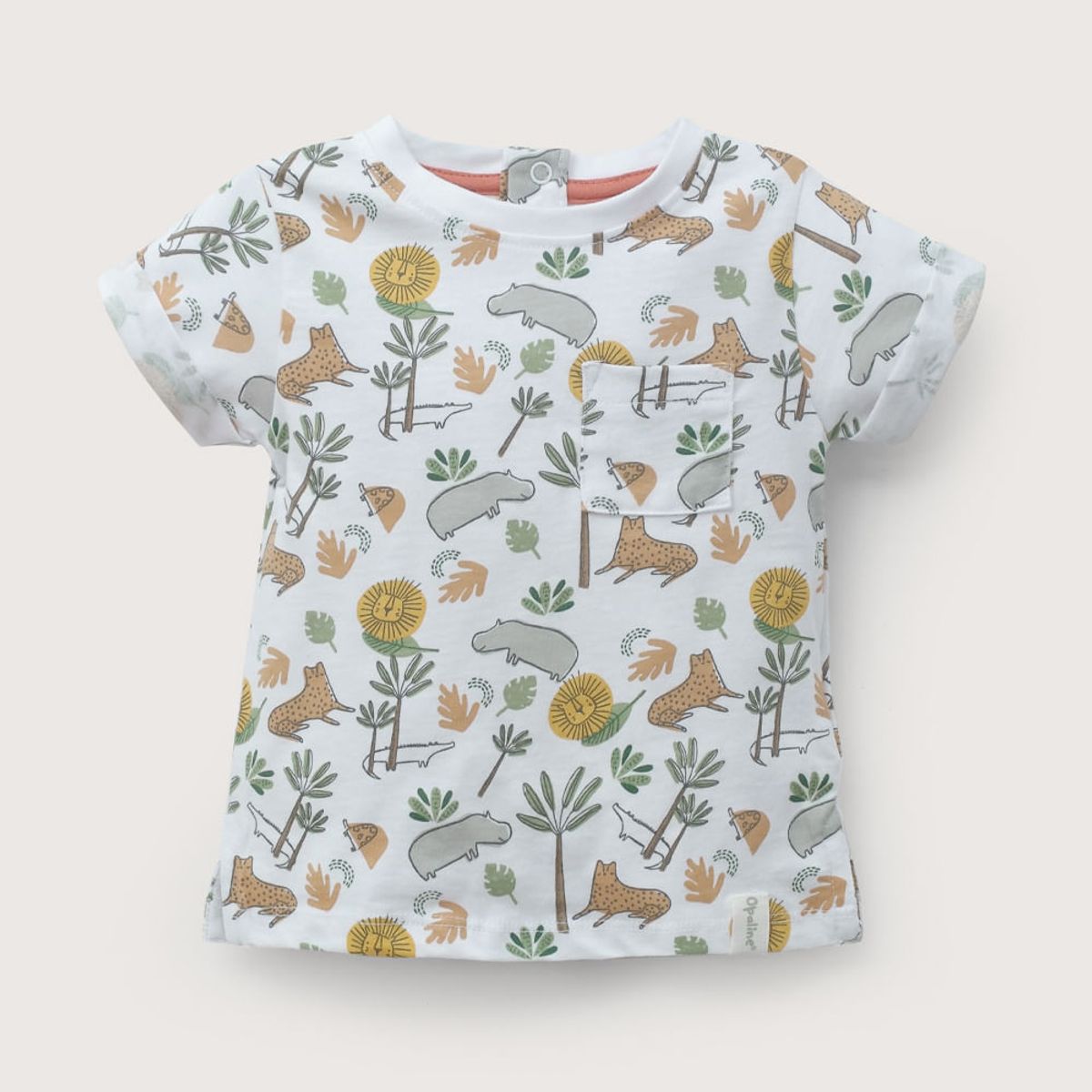 OPALINE - Polera manga corta blanca animales de niño