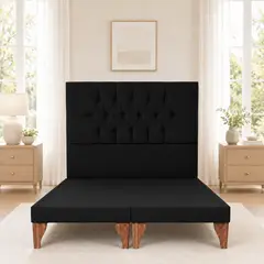 GENERICO - Cama 2 Plazas Modelo Capitone Negro