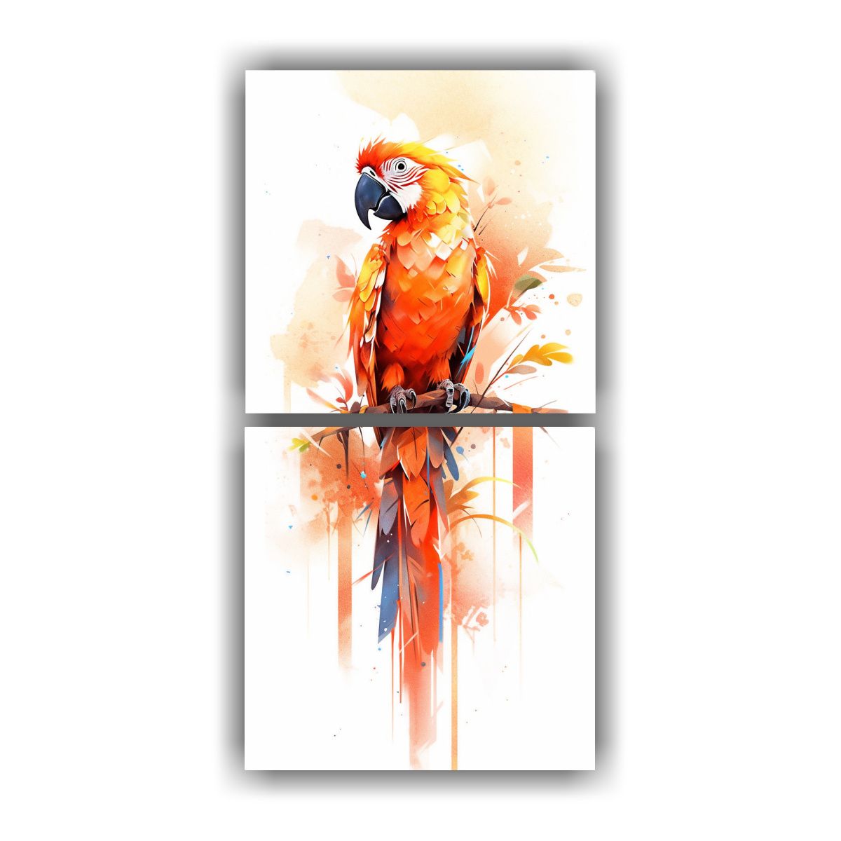GENERICO - Cuadros Macaw Naranja Estilo Neo Pop Art Estético 60x120 Cm