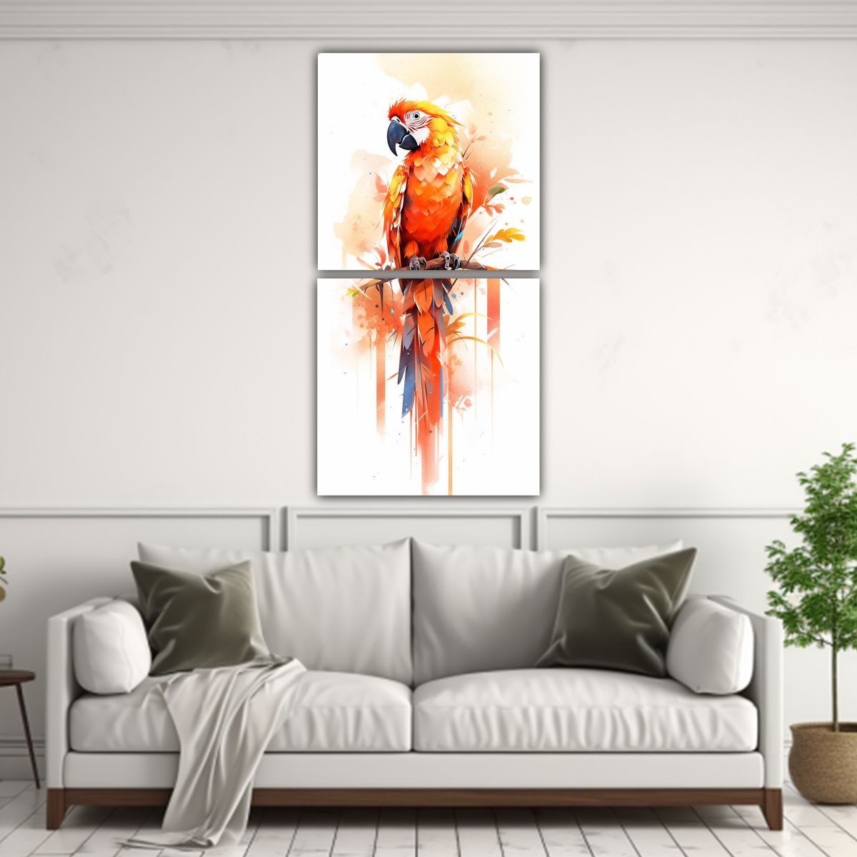 GENERICO - Cuadros Macaw Naranja Estilo Neo Pop Art Estético 60x120 Cm