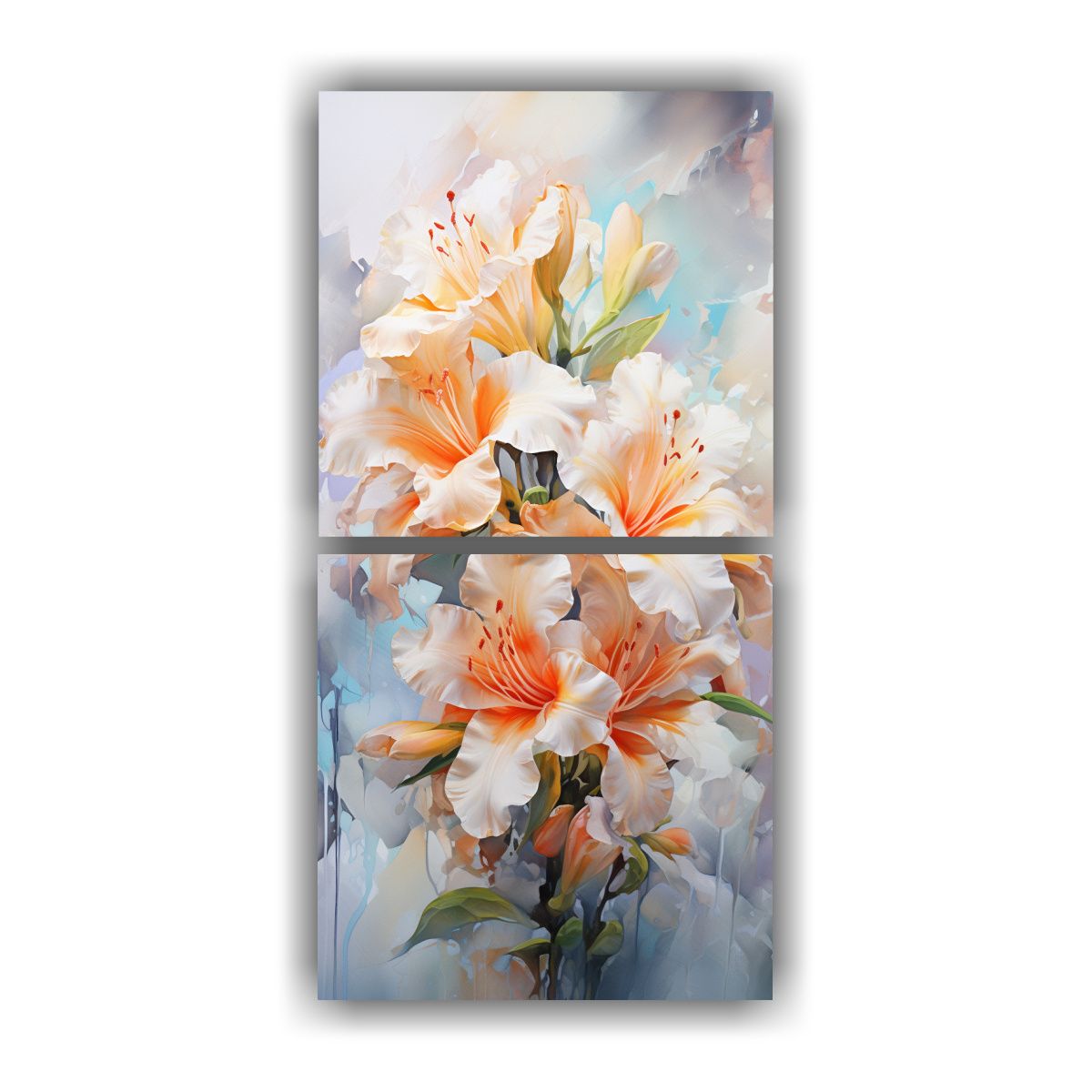 GENERICO - Cuadro Abstracto Colores Blanco Y Naranja 60x120 Cm