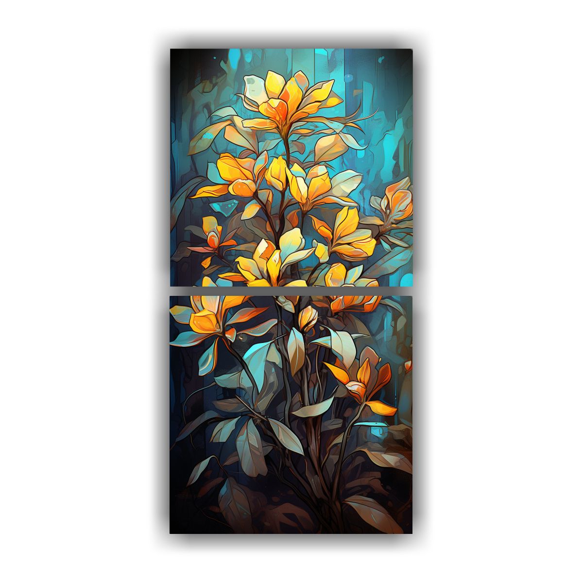 GENERICO - Cuadro Estilo Galería Con Dos Telas En Bastidor 40x80 Cm