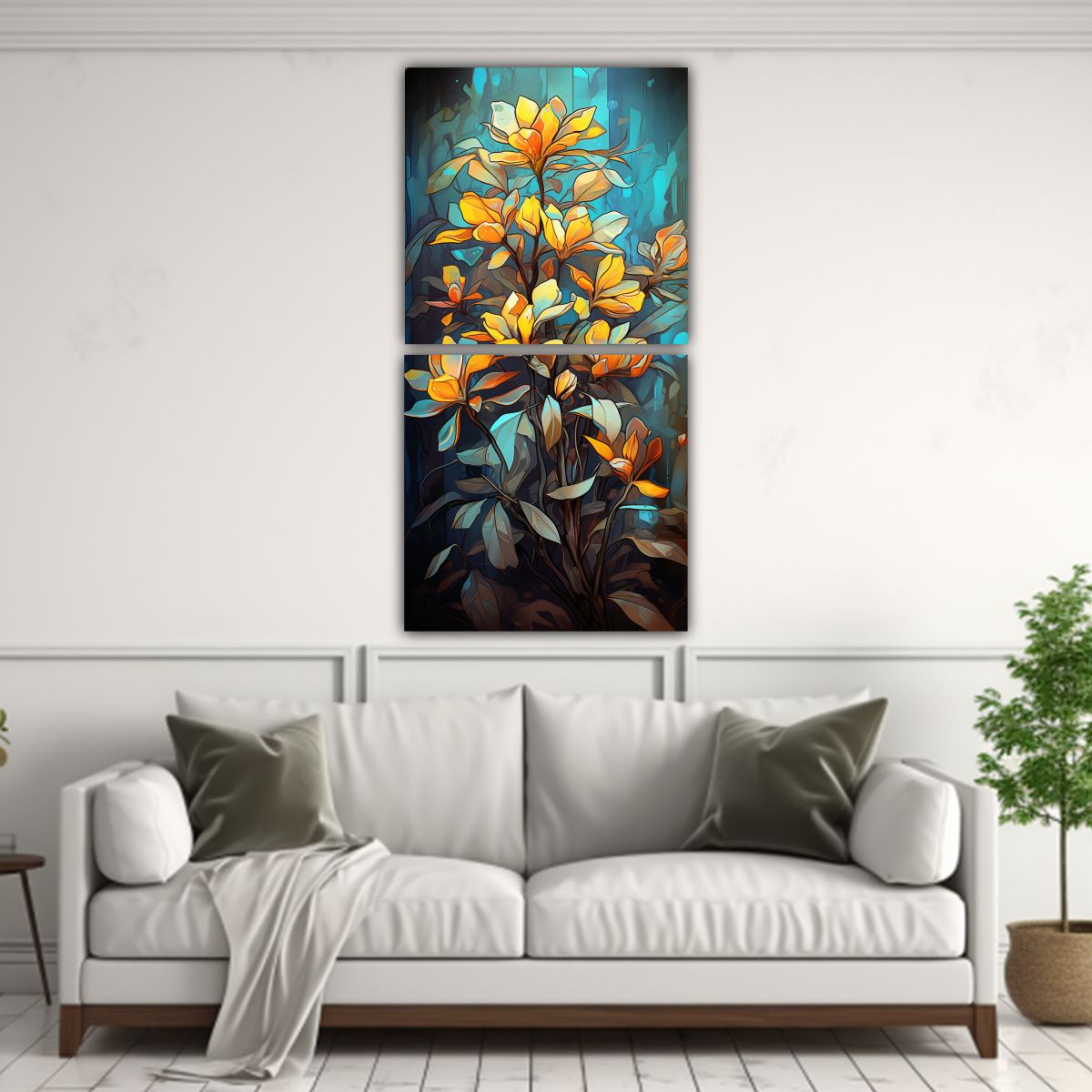 GENERICO - Cuadro Estilo Galería Con Dos Telas En Bastidor 40x80 Cm