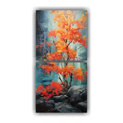 GENERICO - Pintura Abstracta De árboles De Arce De Alta 20x40 Cm