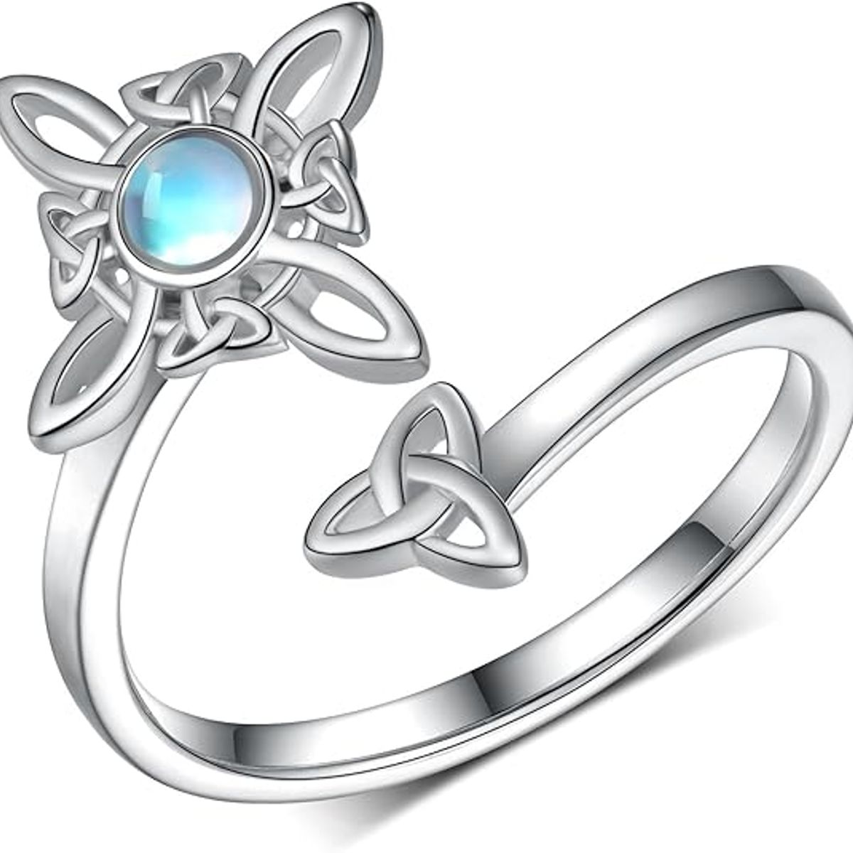 GENERICO - Anillo nudo de bruja piedra luna plata 925 ajustable