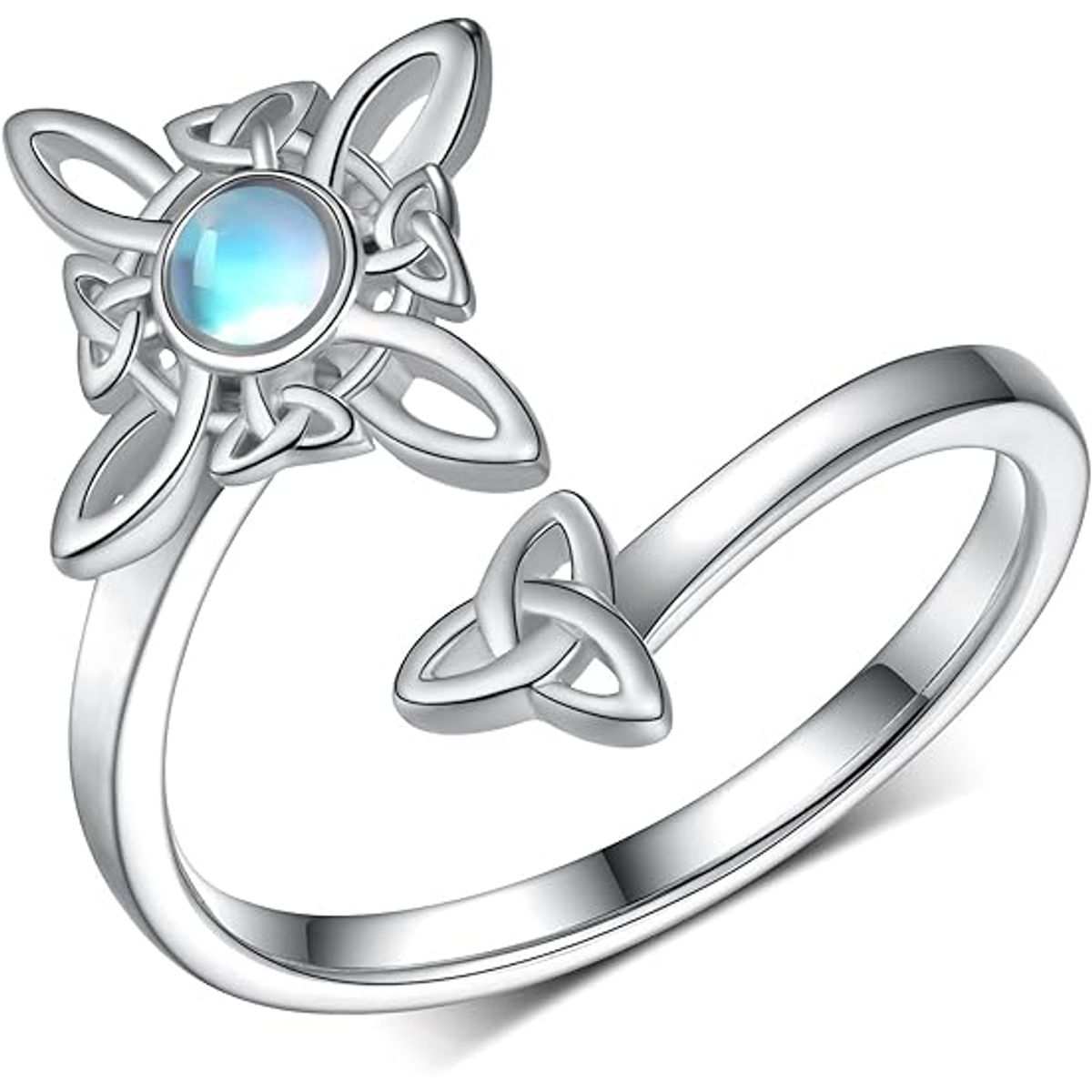 GENERICO - Anillo nudo de bruja piedra luna plata 925 ajustable