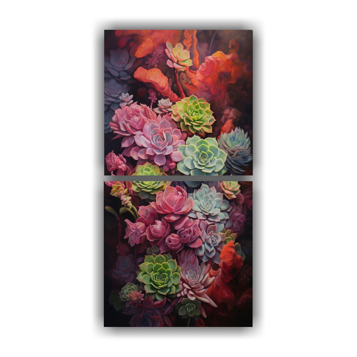GENERICO - Pintura Abstracta De Suculentas En óleo De Alta 40x80 Cm