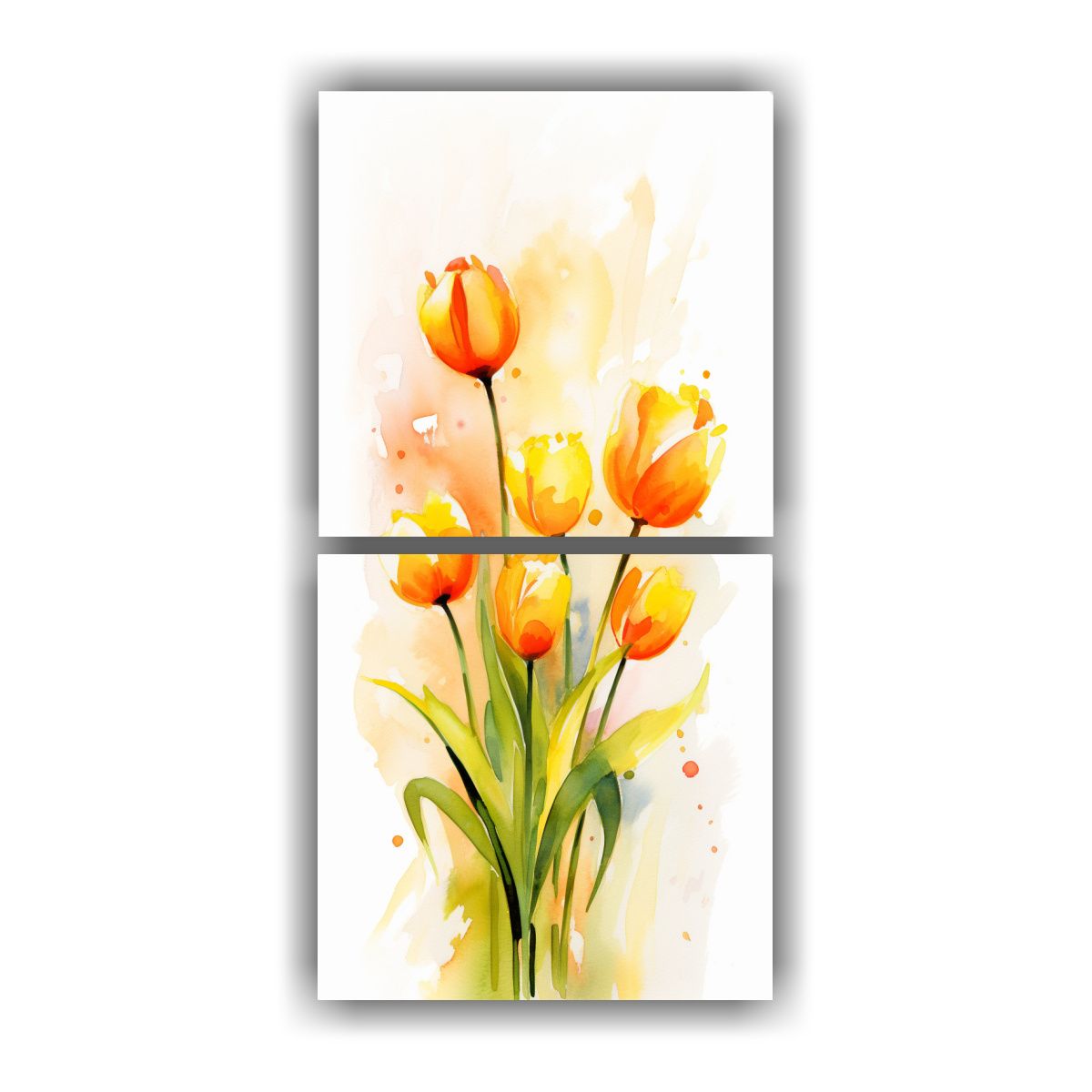 GENERICO - Pinturas Abstractas De Tulipanes Amarillos Y 20x40 Cm