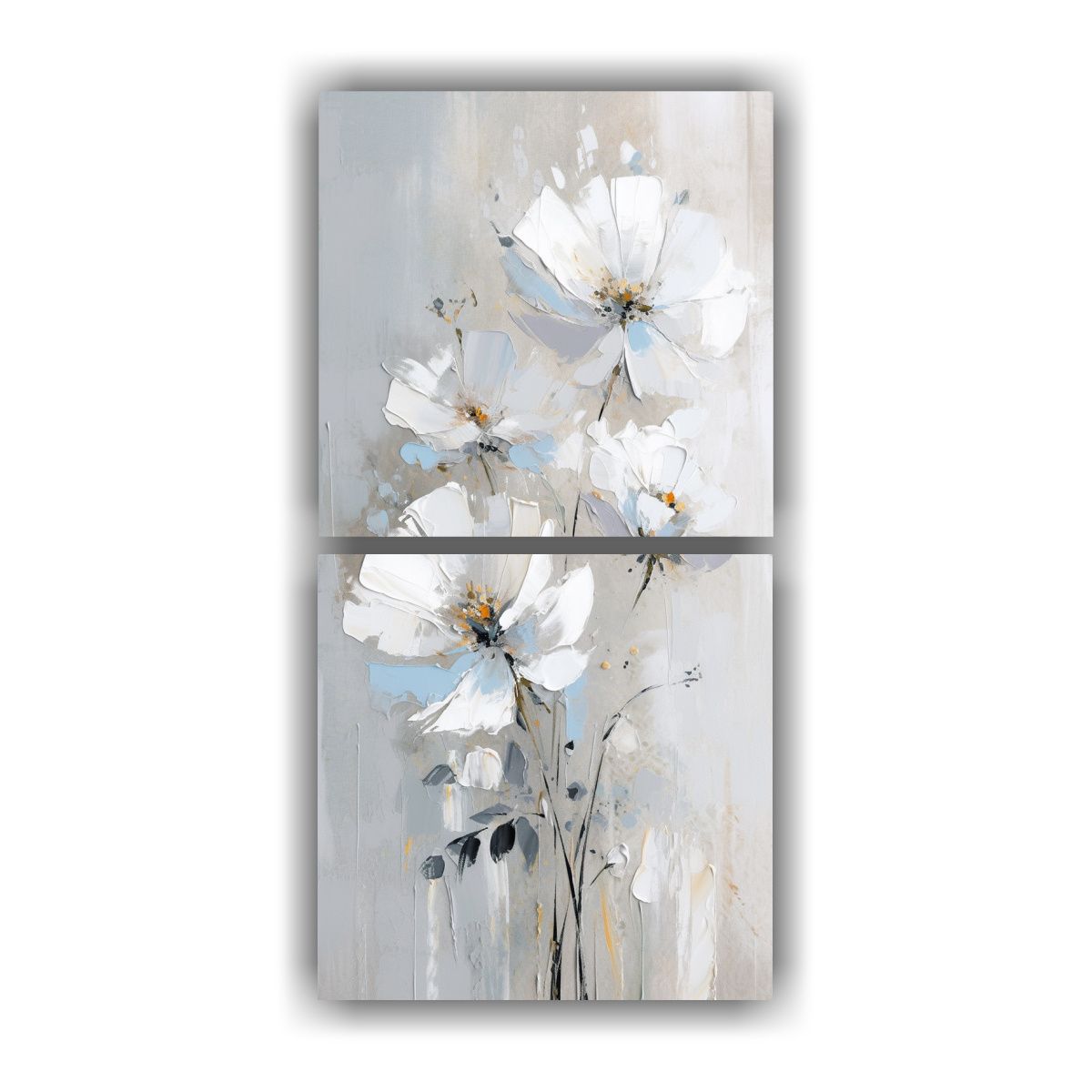 GENERICO - Cuadro De Flores En Colores Blanco Y Plata Street 50x100 Cm