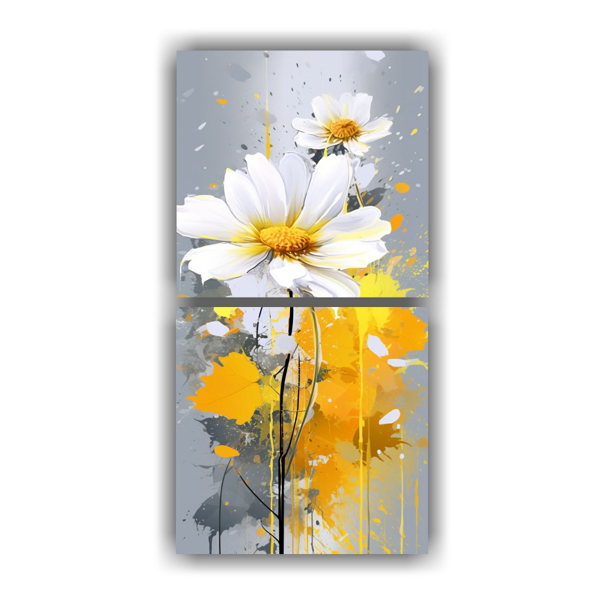 GENERICO - Dos Arte De Pared Estilo Galería Amarillo Y 20x40 Cm