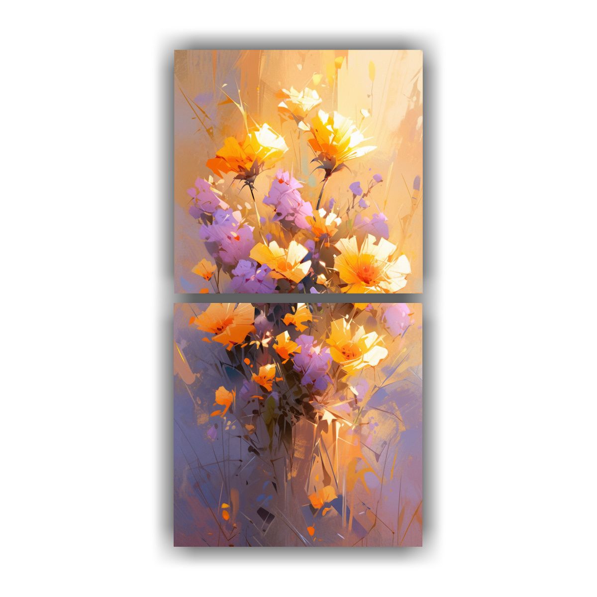 GENERICO - Pintura En Lienzo Dos Cuadros Cálidos Espacio A 60x120 Cm