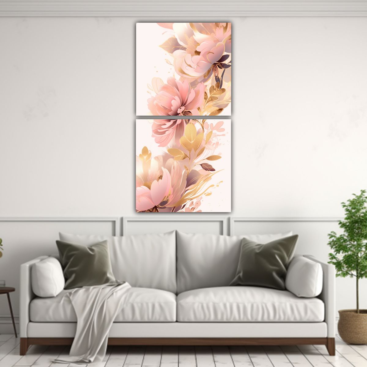GENERICO - Cuadros Tema Estética Gold Y Rosa En Atmosfera 30x60 Cm