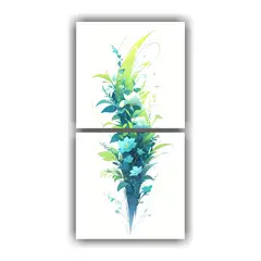 GENERICO - Pintura Decorativa Moderna En Tonos Verde Y Azul 20x40 Cm