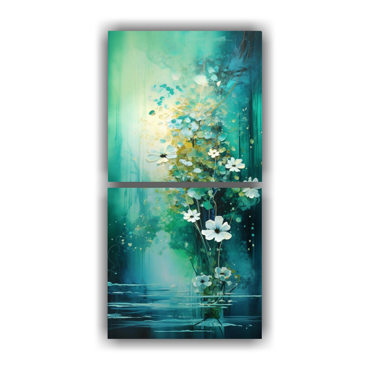 GENERICO - Pintura Decorativa En Verde Y Dorado En Estilo 50x100 Cm