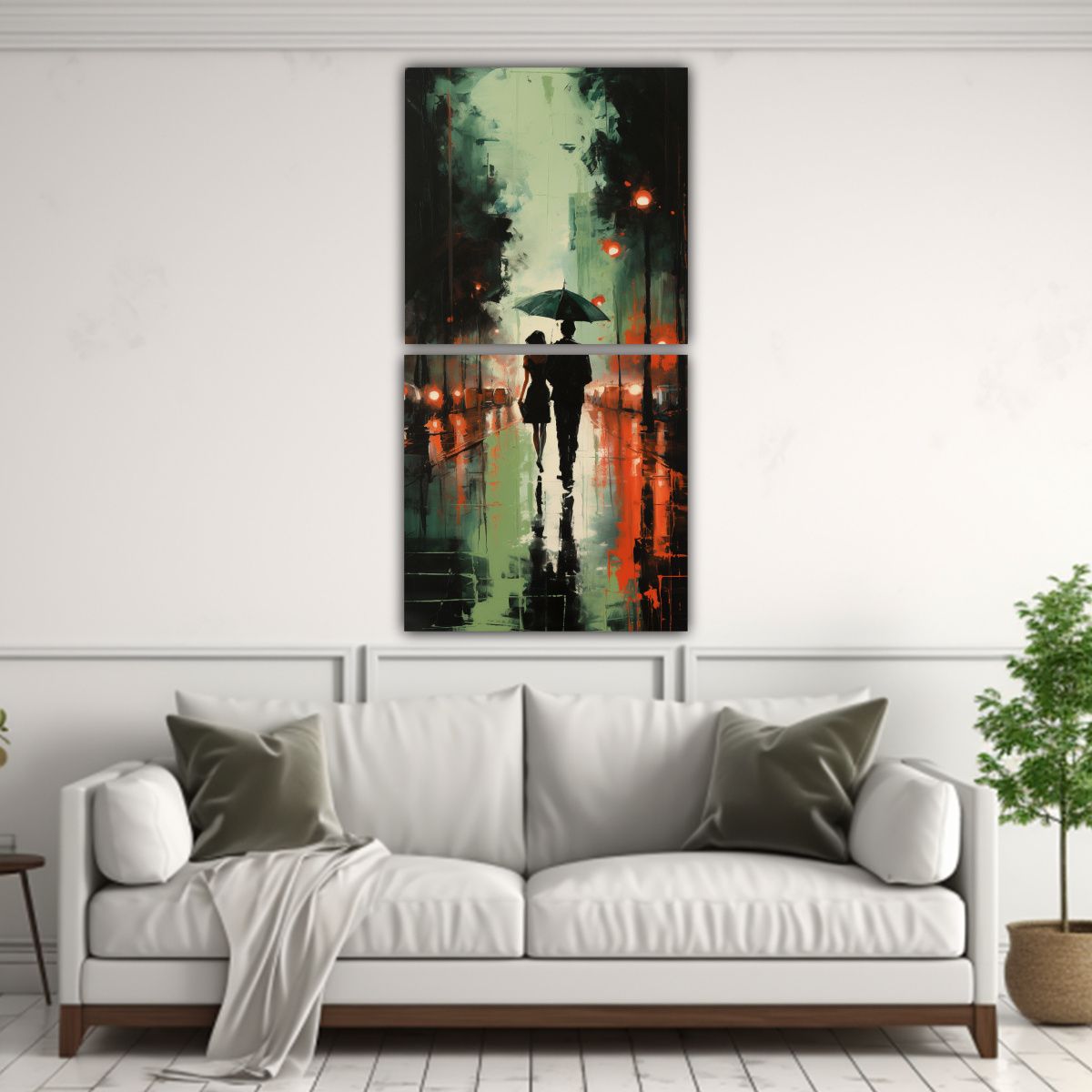 GENERICO - Cuadro Vintage De Personas Caminando Bajo La 60x120 Cm