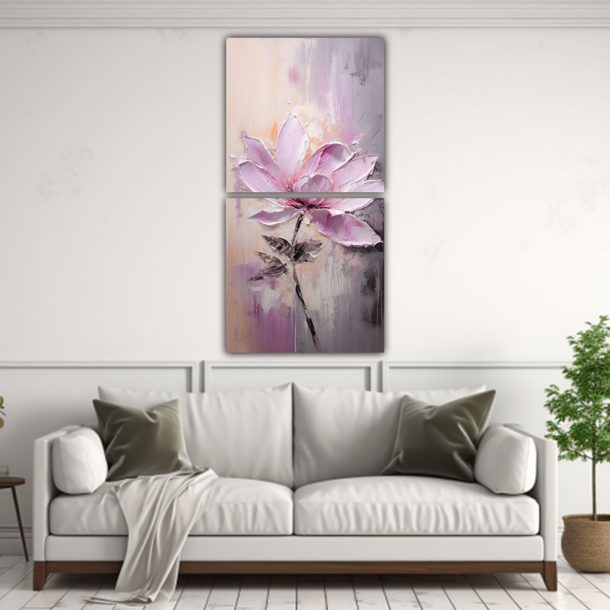 GENERICO - Pintura En Lienzo Estilo Flores Rosas Arte De 60x120 Cm