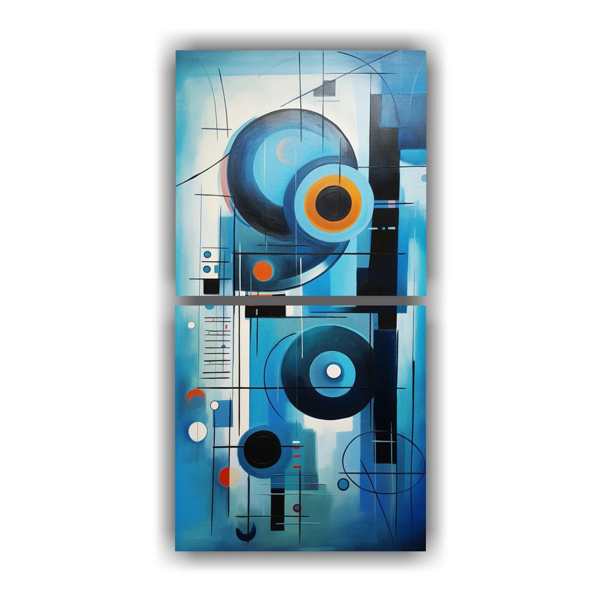 GENERICO - Pintura Abstracta Azul Belleza Natural De Dos 20x40 Cm