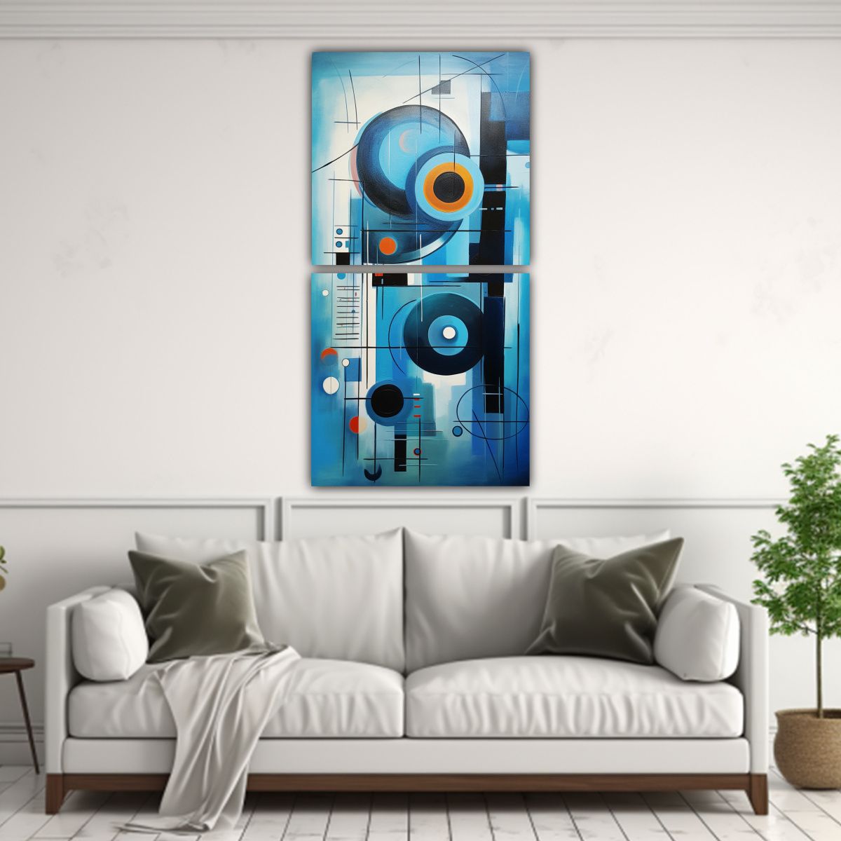 GENERICO - Pintura Abstracta Azul Belleza Natural De Dos 20x40 Cm
