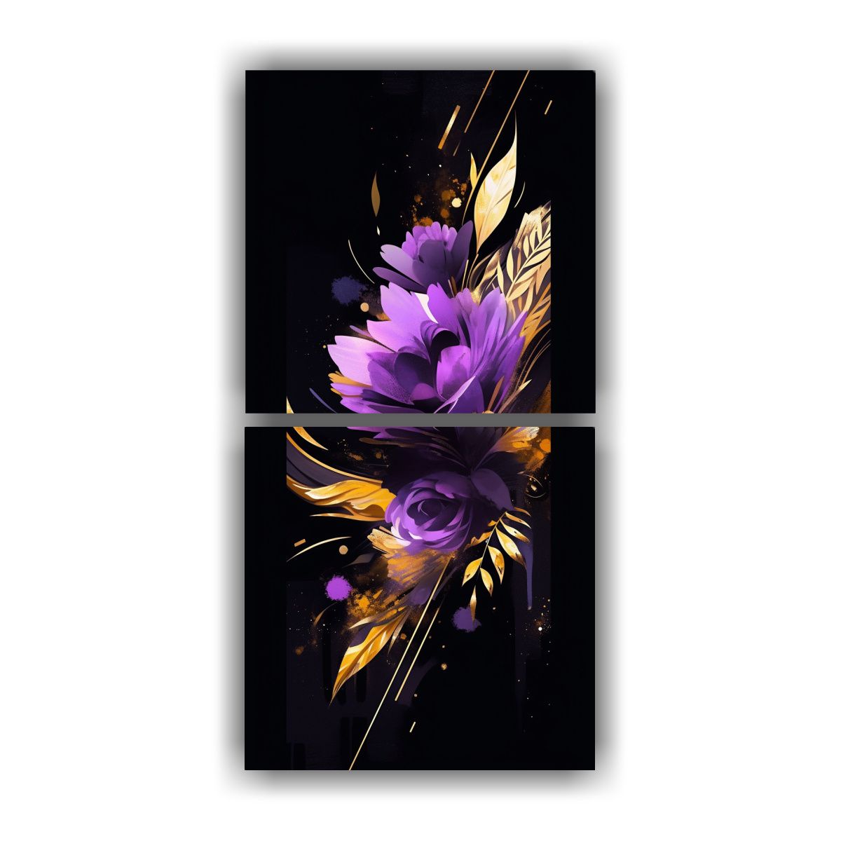 GENERICO - Lienzos Modernos Púrpura Y Dorado Estilo Neonoir 50x100 Cm