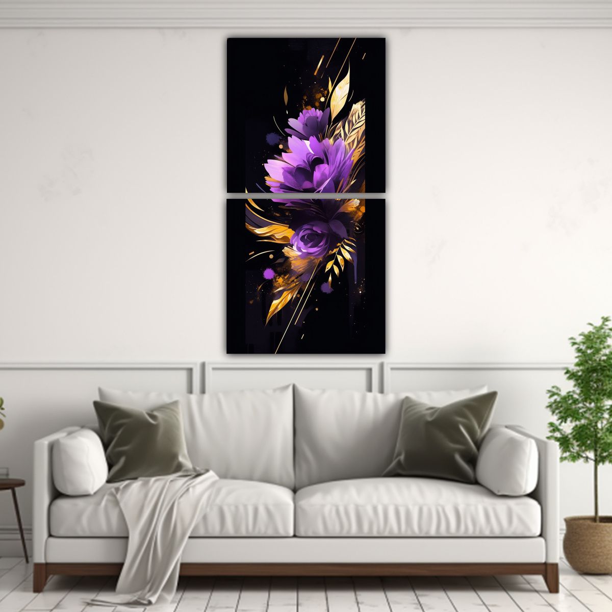 GENERICO - Lienzos Modernos Púrpura Y Dorado Estilo Neonoir 50x100 Cm