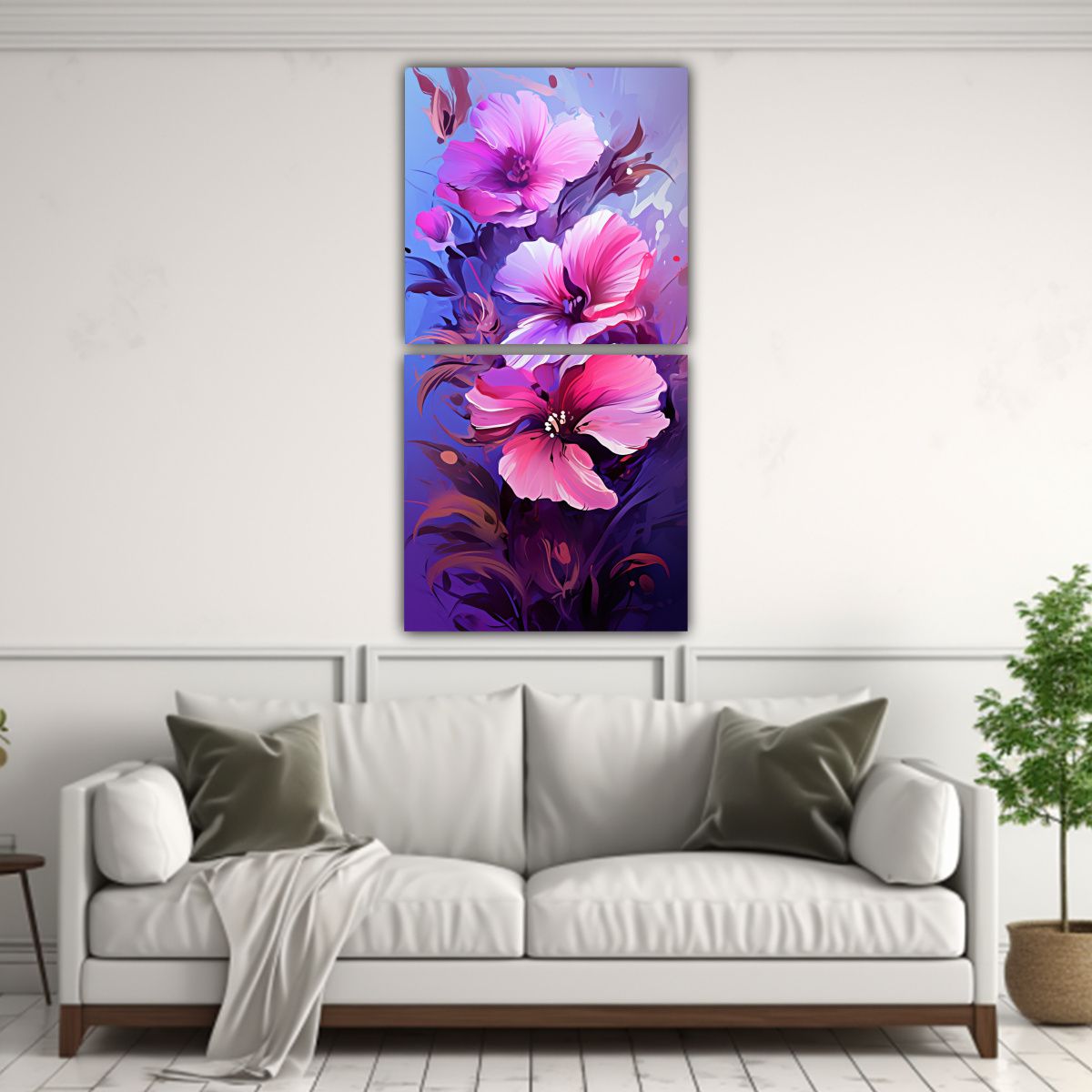 GENERICO - 2 Cuadros De Patron De Bellas Artes En Tonos 40x80 Cm