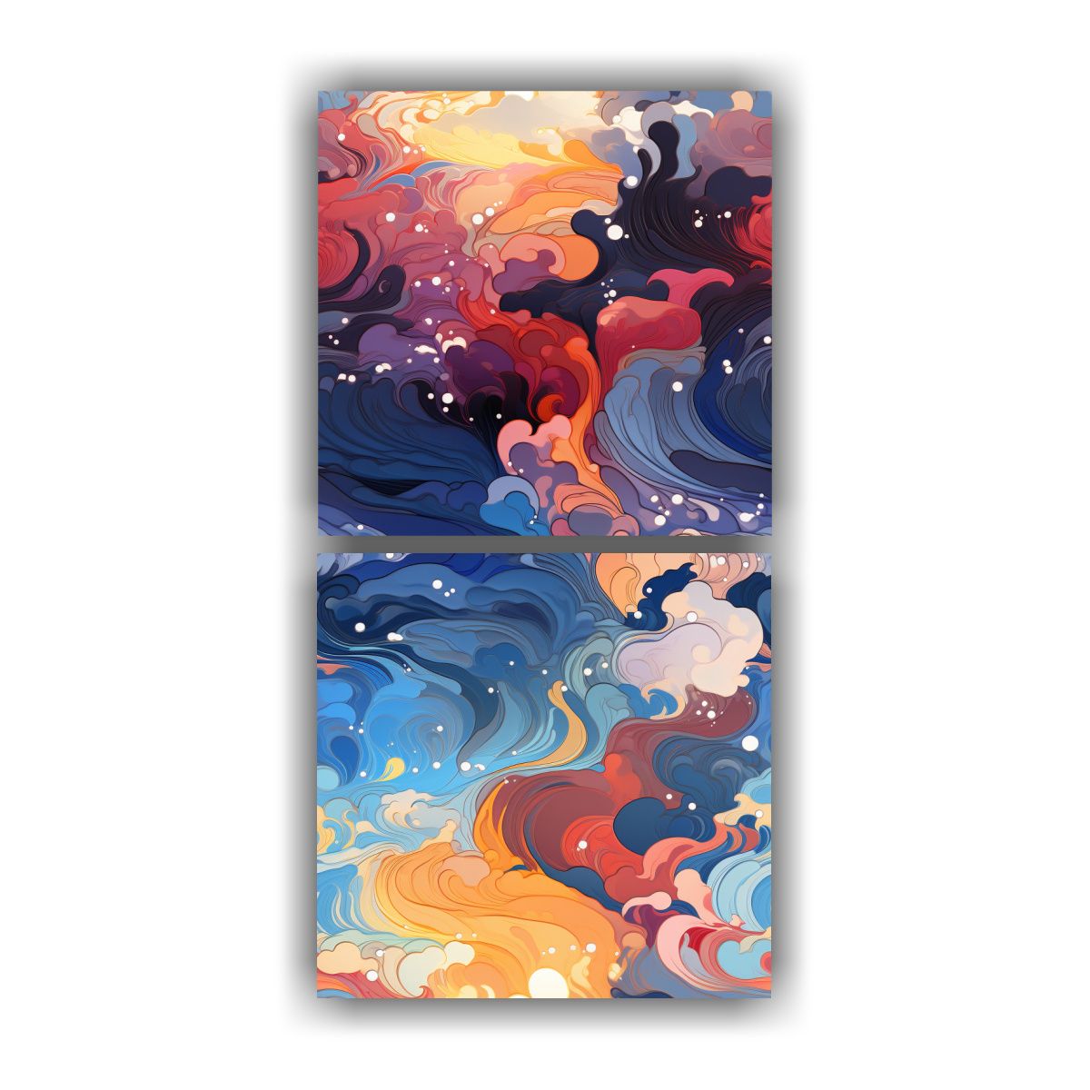 GENERICO - Cuadro Decoración Abstracto Con Oleaje Marino Y 30x60 Cm