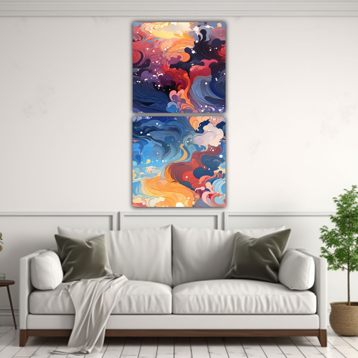 GENERICO - Cuadro Decoración Abstracto Con Oleaje Marino Y 30x60 Cm