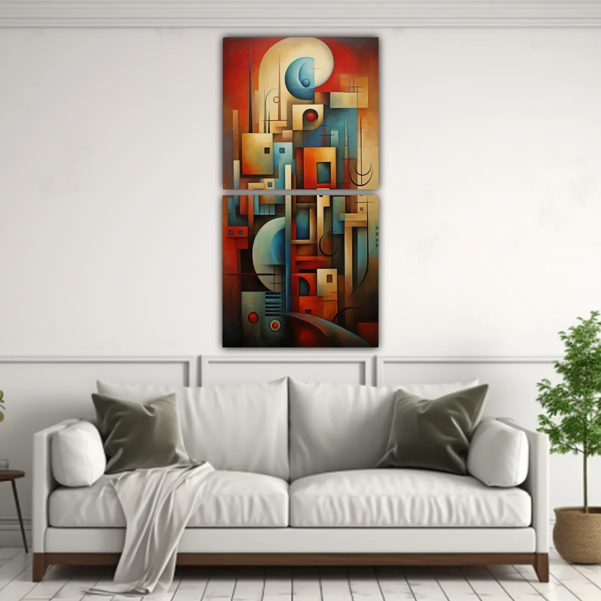 GENERICO - Díptico Cuadros Abstractos Para Decoración De 60x120 Cm