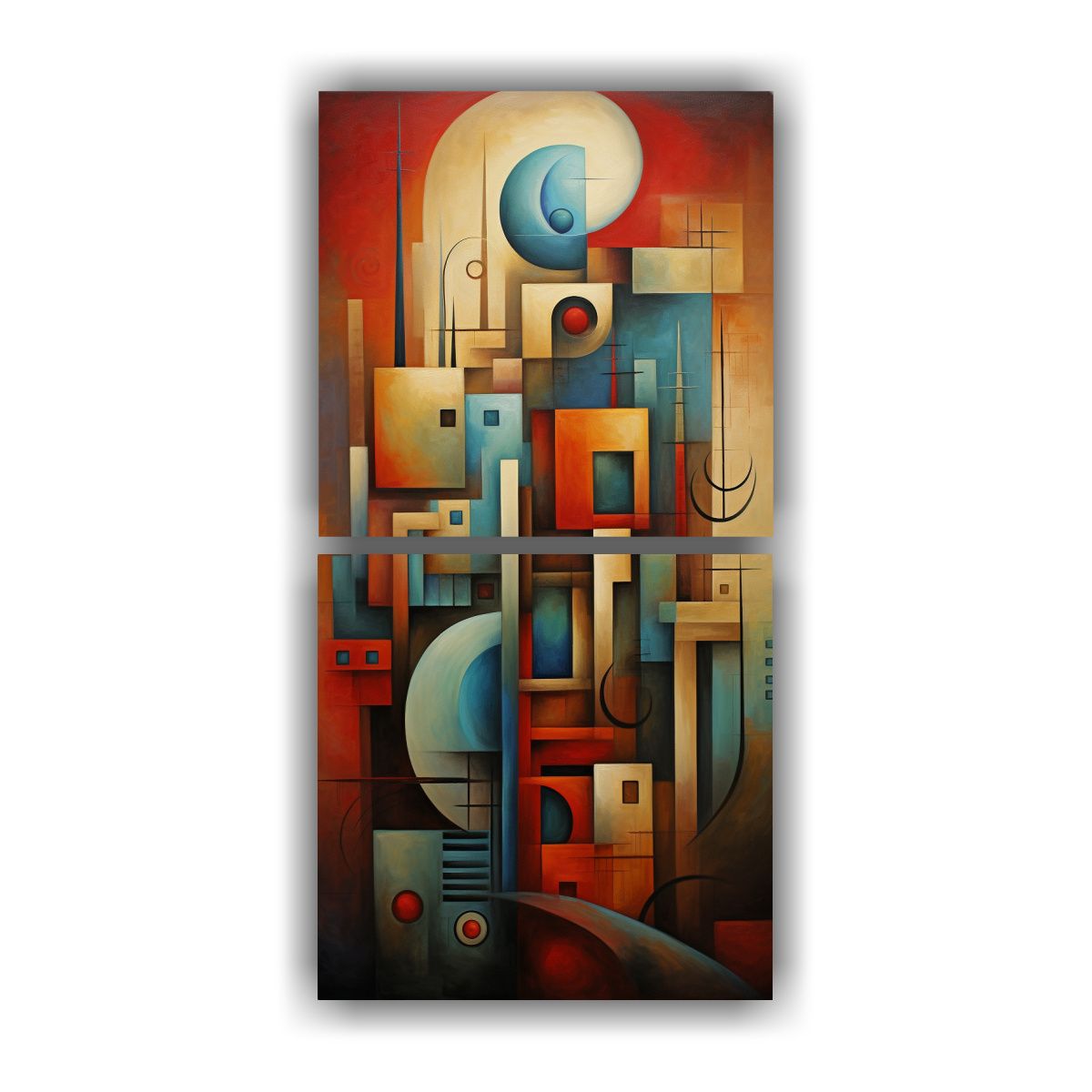 GENERICO - Díptico Cuadros Abstractos Para Decoración De 30x60 Cm