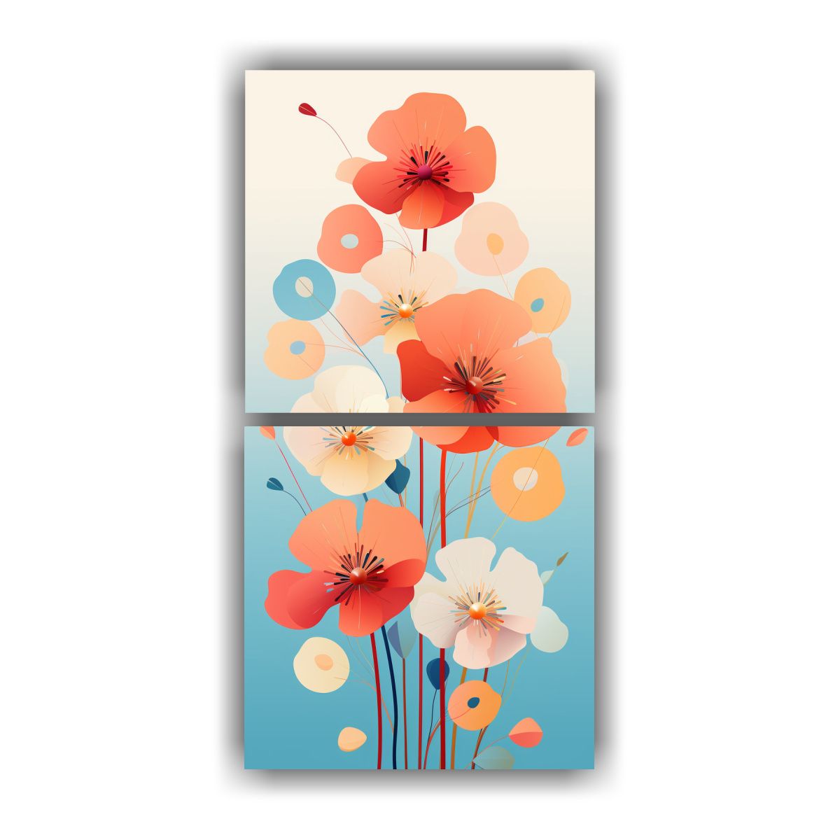 GENERICO - Cuadros Abstractos Flores Pop Minimalista Textura 50x100 Cm