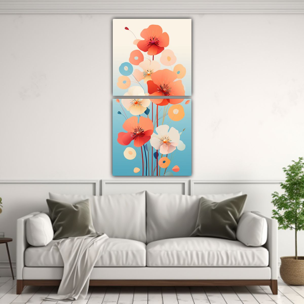 GENERICO - Cuadros Abstractos Flores Pop Minimalista Textura 50x100 Cm