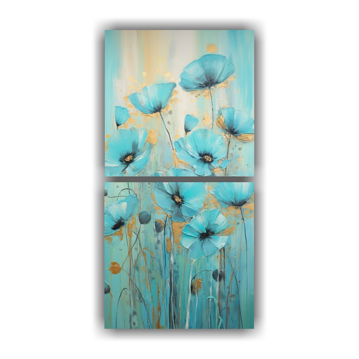 GENERICO - Pintura En Lienzo De Amapolas Turquesa En Estilo 60x120 Cm