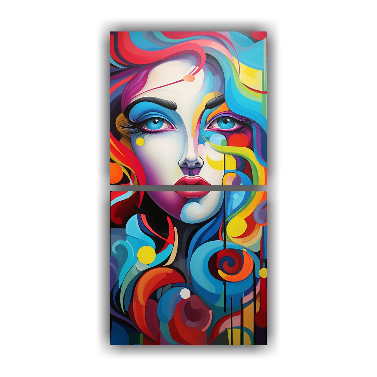 GENERICO - Cuadros Abstractos De Tela Con Colores Vivos Y 60x120 Cm