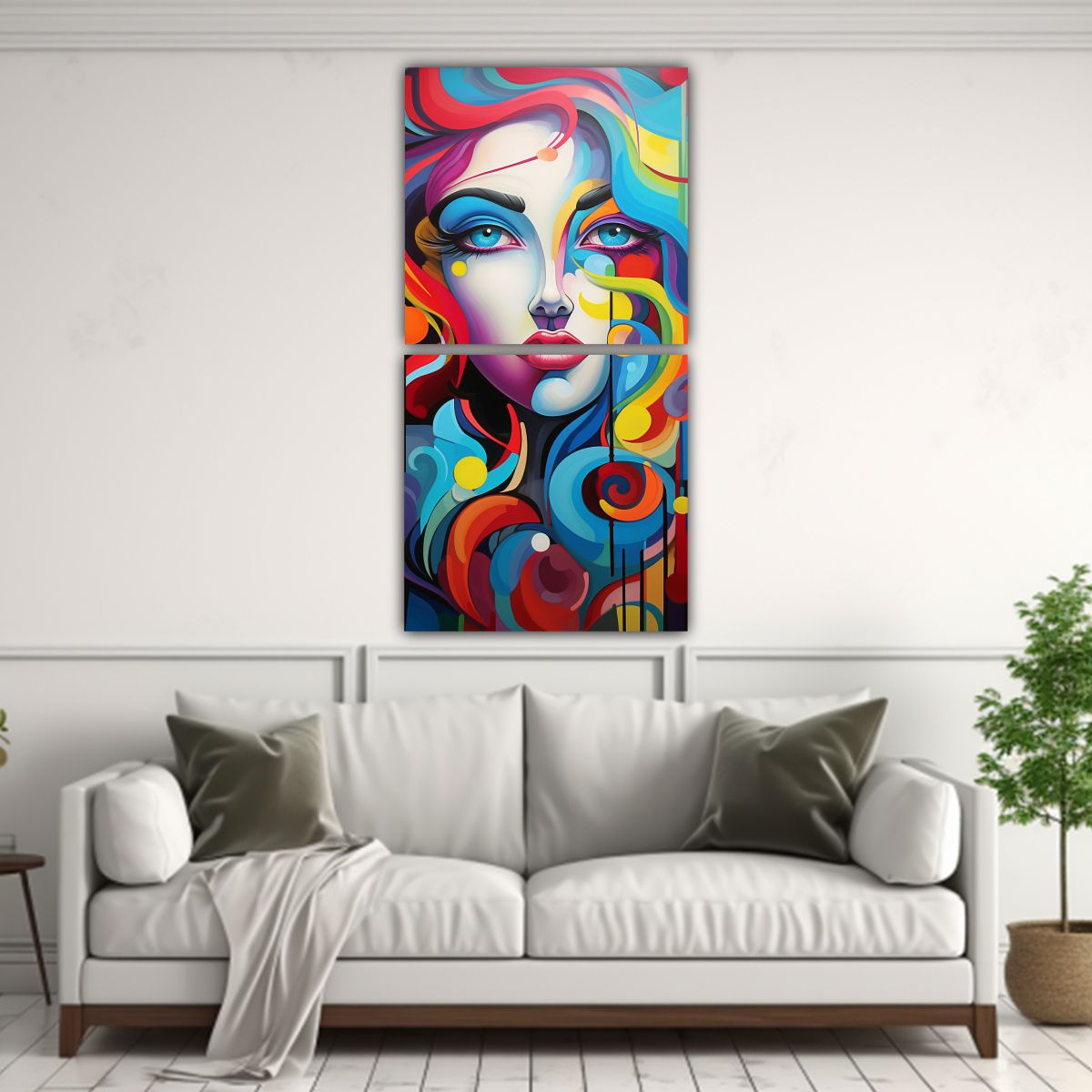 GENERICO - Cuadros Abstractos De Tela Con Colores Vivos Y 60x120 Cm