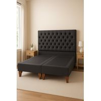 Cama 2 Plazas Modelo Capitone Gris Grafito