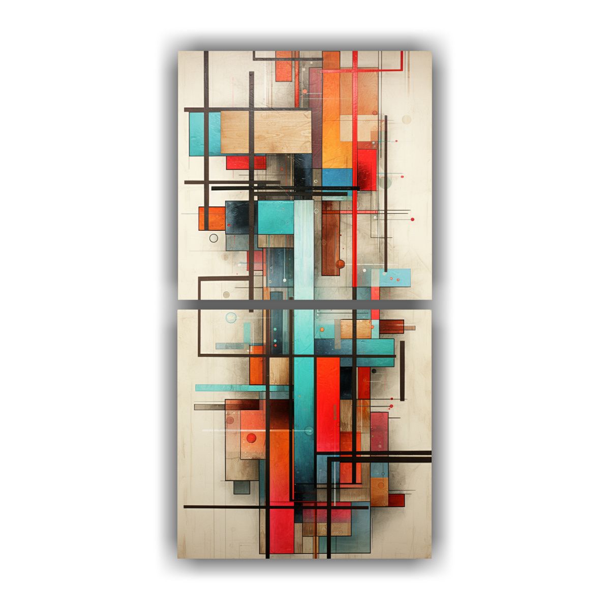 GENERICO - Cuadros Geométricos Abstractos En Contraste 20x40 Cm
