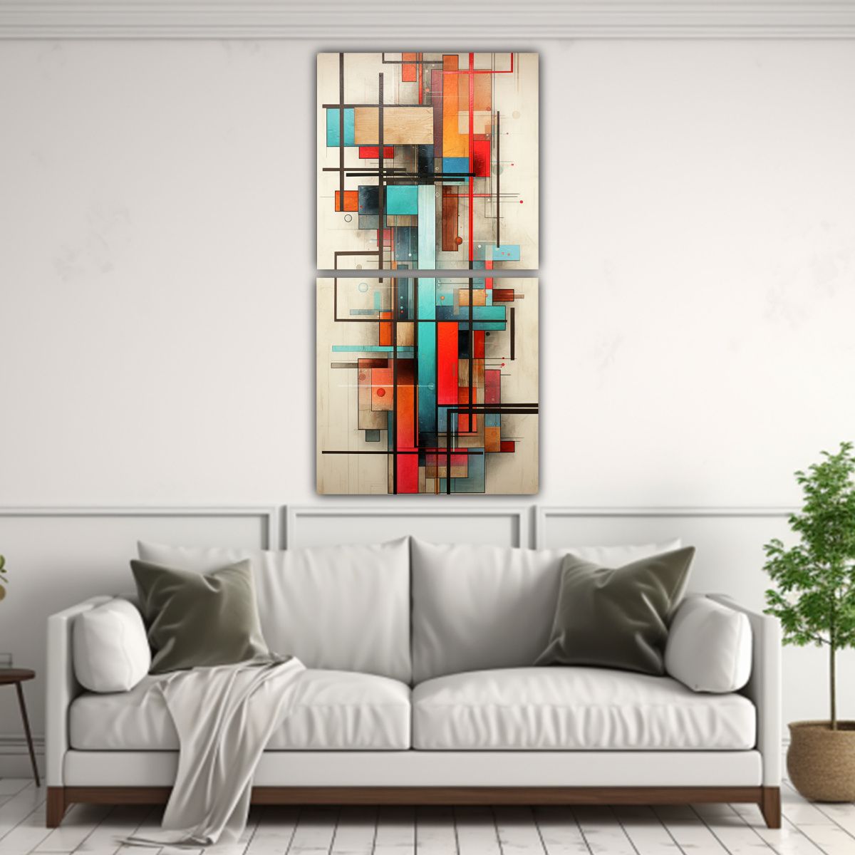 GENERICO - Cuadros Geométricos Abstractos En Contraste 20x40 Cm